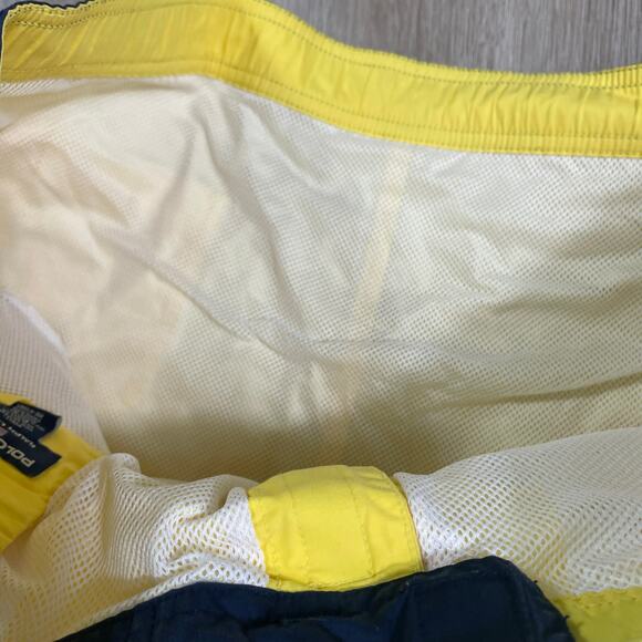 Polo Sport Ralph Lauren Swim Trunks Men’s Large Yellow Mesh Lined 90s Vintage - Picture 6 of 13